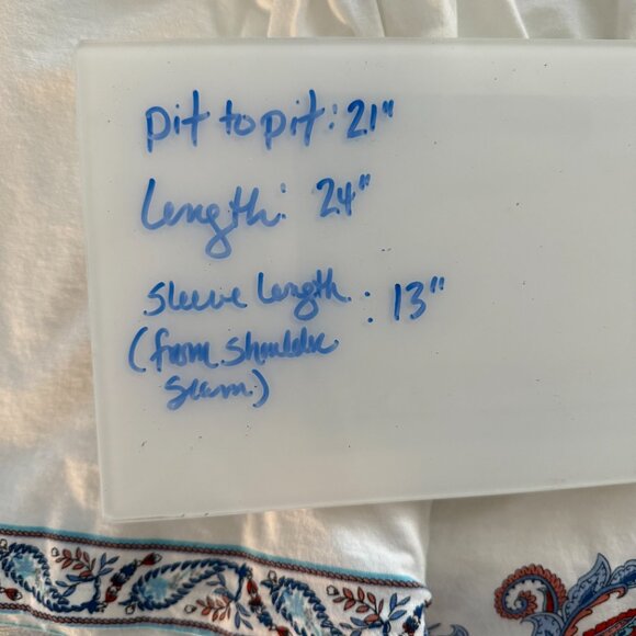 J Jill Square Neck Flutter Elbow Sleeves Paisley Women's Large Top - Picture 6 of 6